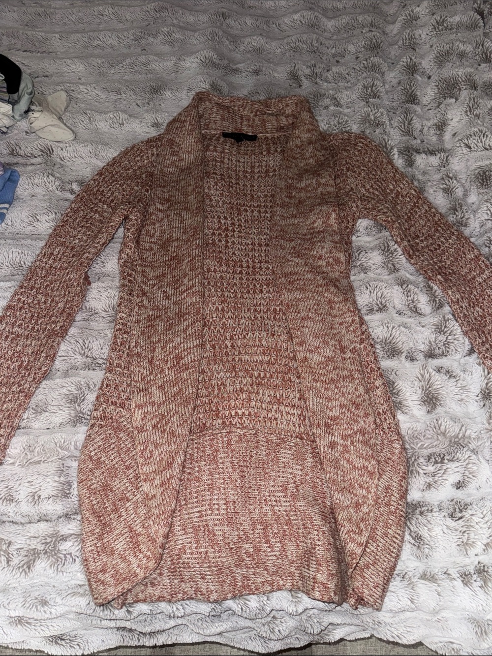 Derek Heart Marled Rust Open-Front Knit Cardigan